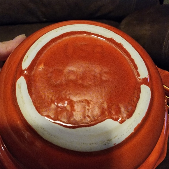 Vintage Orange Leaf Gold Trim Bowl & 4 Serving Plates USA California M700 - Picture 10 of 11